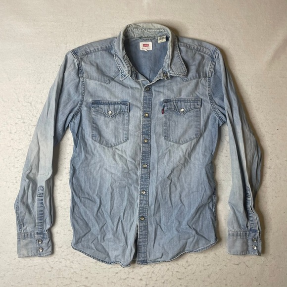 Levi's Other - Levi's Western Denim Shirt Light Wash Pearl Snap Button Chambray Size S